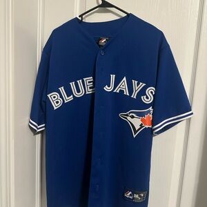 Majestic Blue Jays Jersey in Royal Blue with White and Red Accents